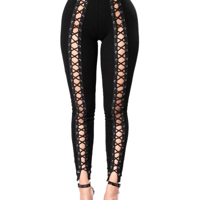 Lace Up Front Spandex Panty Legging