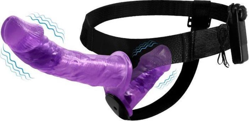 Harness-Double-Dildo-with-Vibration-Purple
